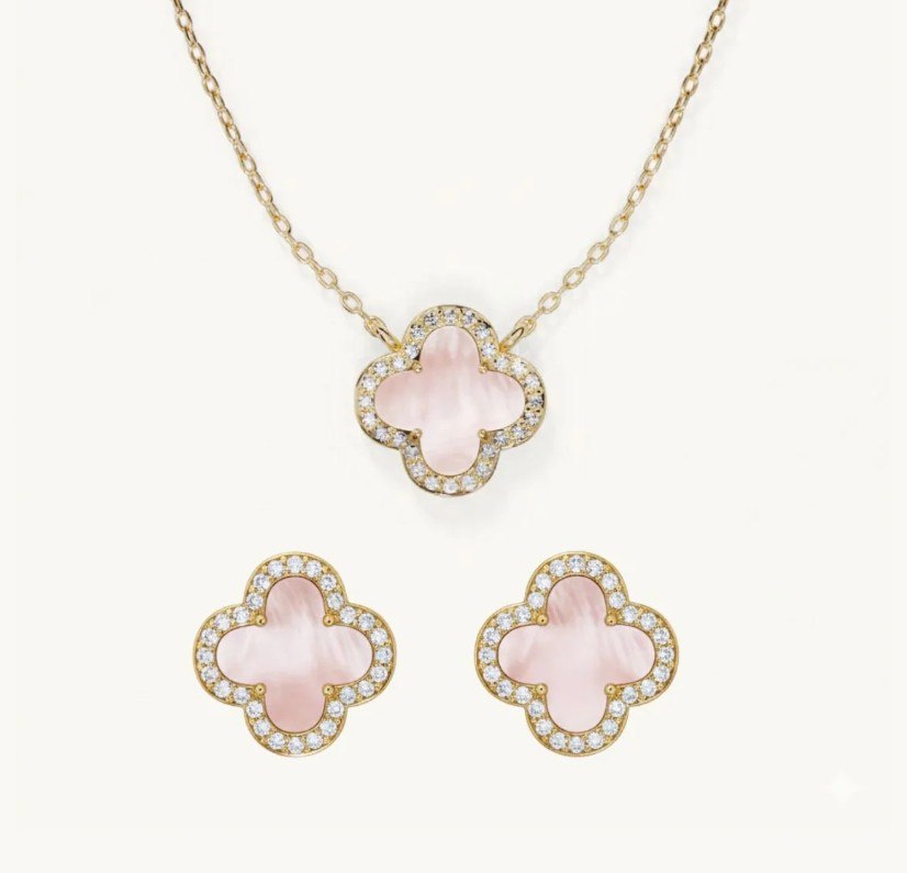 LORA CLOVER OHRSTECKER & KETTEN SET