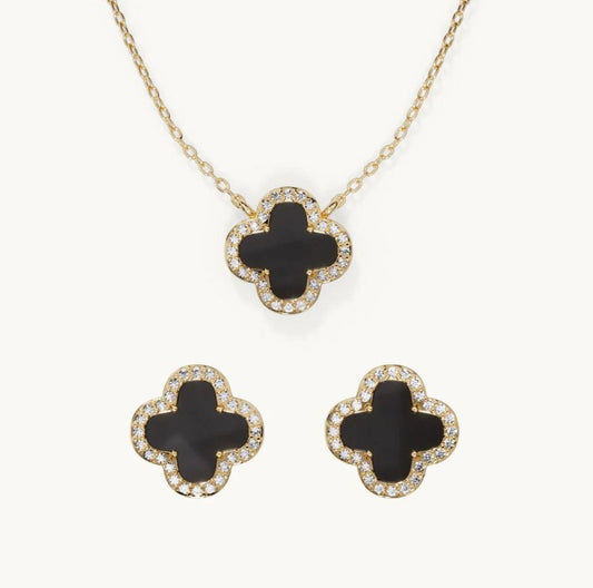LORA CLOVER OHRSTECKER & KETTEN SET